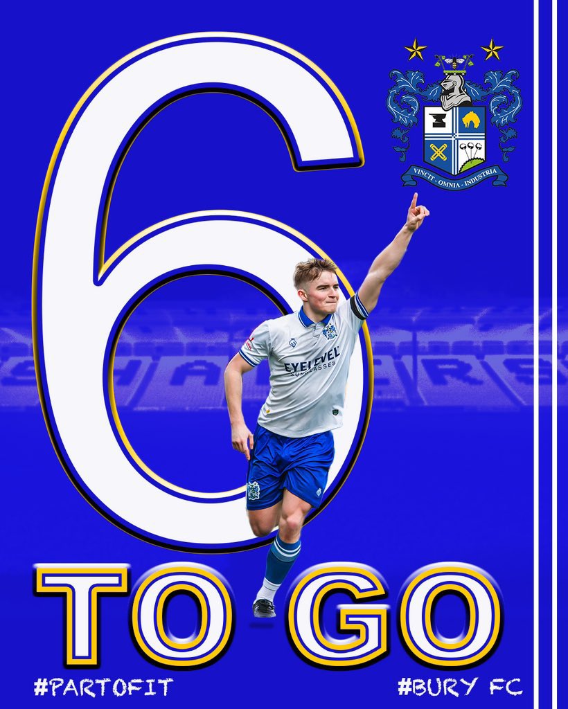 Black1eboy's tweet image. @buryfcofficial (2) vs Barnoldswick (0). Job done and another 3 points, well played lads. MOTM for me was @Bobbycarroll108, brilliant in the middle with Cam again. What a partnership that has been this season! #6togo #BuryFC #Shakers #McNabbBall 💙🤍