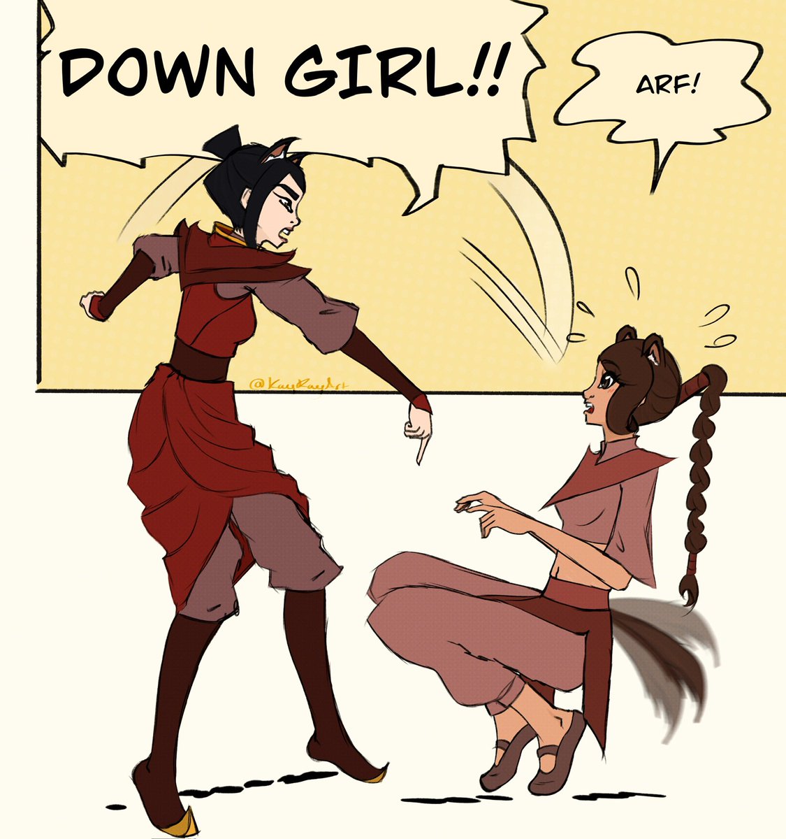 participating in that one art trend but i made two versions and couldn’t pick which one i liked better 

❥ azula and ty lee tyzula atla avatar the last airbender down girl!! // down boy!! arf! archie comic meme cat coded gf x dog coded gf