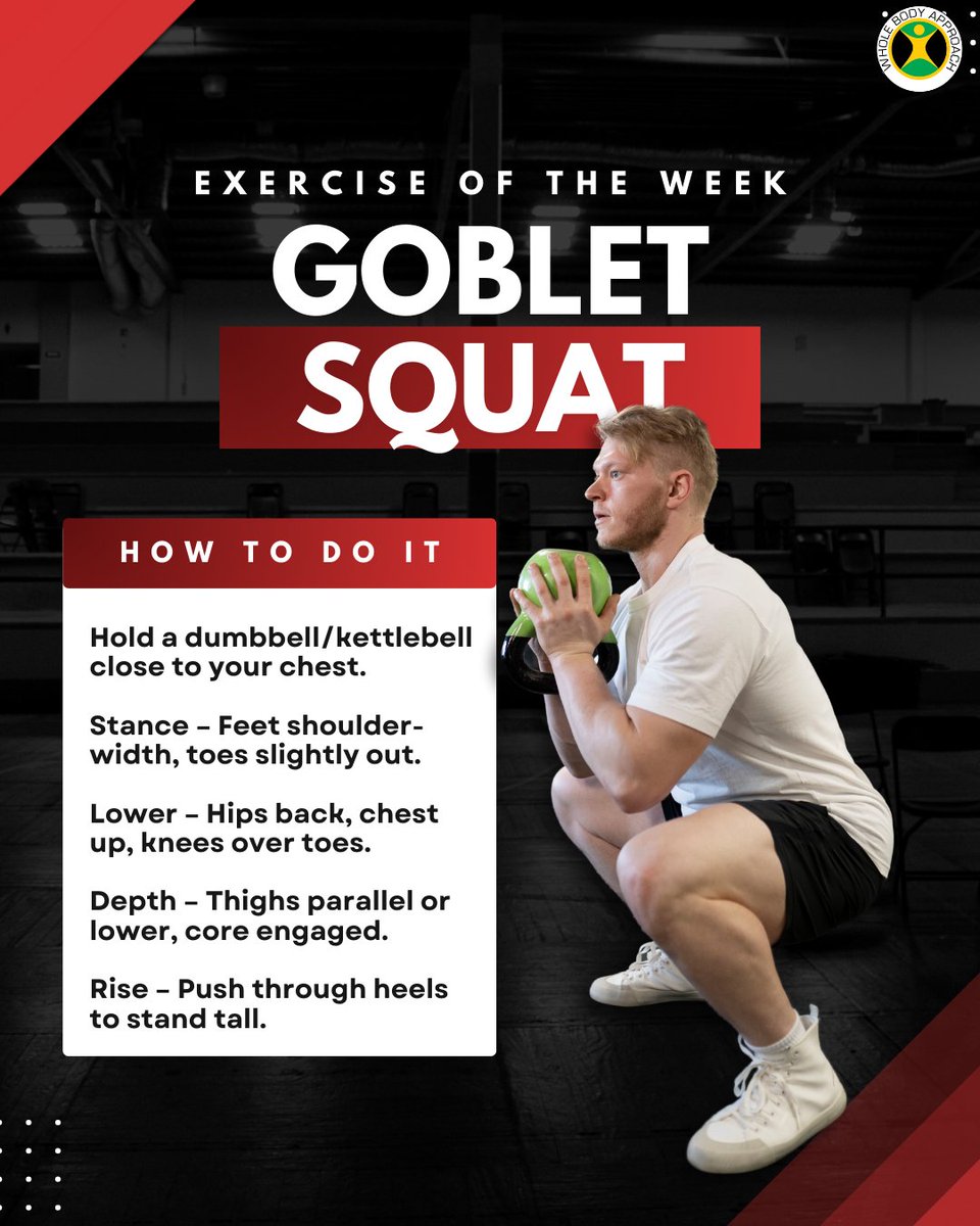 WBA2k10's tweet image. 🔥 Exercise of the Week: Goblet Squat 🔥

A game-changer for lower-body strength, core stability, and overall mobility! 💪

A must-have in any workout routine! Give it a try and let me know how it feels! 👇🔥

#GobletSquat #ExerciseOfTheWeek #LegDay #SquatStrong