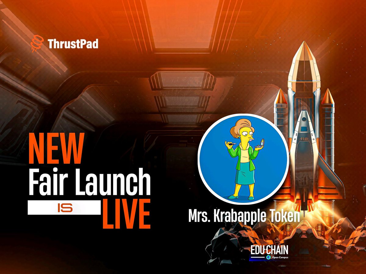 ThrustPad's tweet photo. Mrs. Krabappel Token Fairlaunch is Live on ThrustPad

ThrustPad is proud to onboard Mrs. Krabappel, the latest meme token bringing humor, nostalgia, and Web3 innovation together! With a fair and transparent launch, Mrs. Krabappel is set to make waves in the crypto space. https://t.co/GCaYTAk1xg