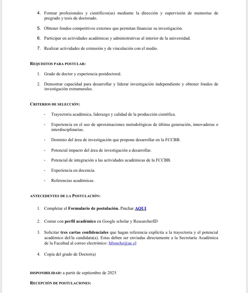 _SBCCh's tweet photo. Llamado a concurso cargo de Profesor/a Asistente o Asociado/a  en Planta Ordinaria en Biología Integrativa, Facultad de Cs. Biológicas, PUC

POSTULACIONES:
Secretaría, Pontificia Universidad Católica de Chile: hfroschz@uc.cl
Hasta el 31 de Marzo
https://t.co/2BbEx0V5eP https://t.co/F1Onlj2RX0
