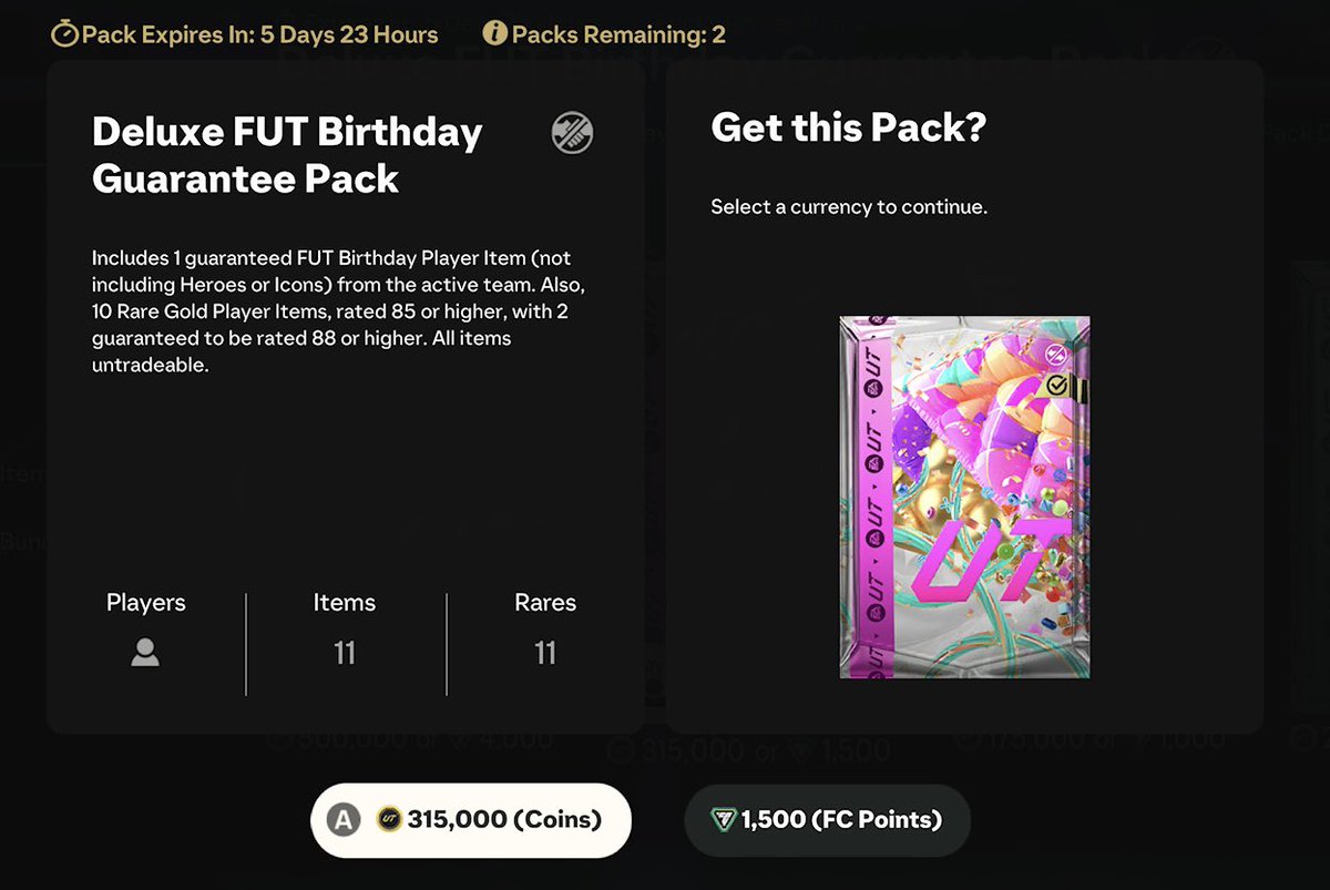 🚨 300K STORE PACK GIVEAWAY 🚨

To Celebrate FUT Birthday Im Giving Away This Pack Too 1 Lucky Winner 🏆 

🤩 Like + RT
💜 Follow so i Can DM You

#eafc