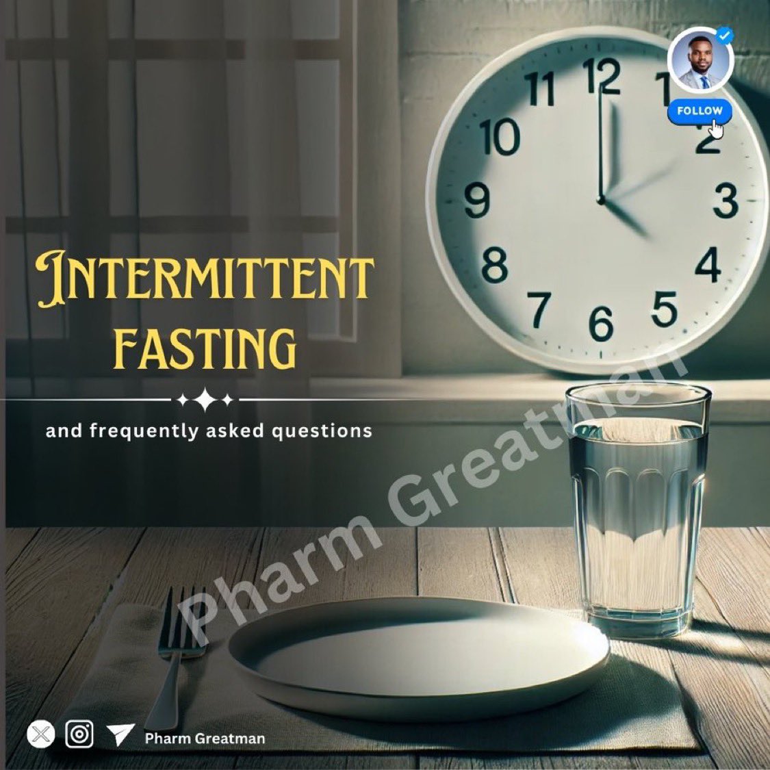 OGreat6's tweet image. THREAD: Intermittent Fasting (IR)

Intermittent fasting is more than just skipping meals. 

It is a structured way of eating that is backed by science and offers various health benefits. 

Here’s an in-depth guide to help you understand it better ☺️

Check the thread
