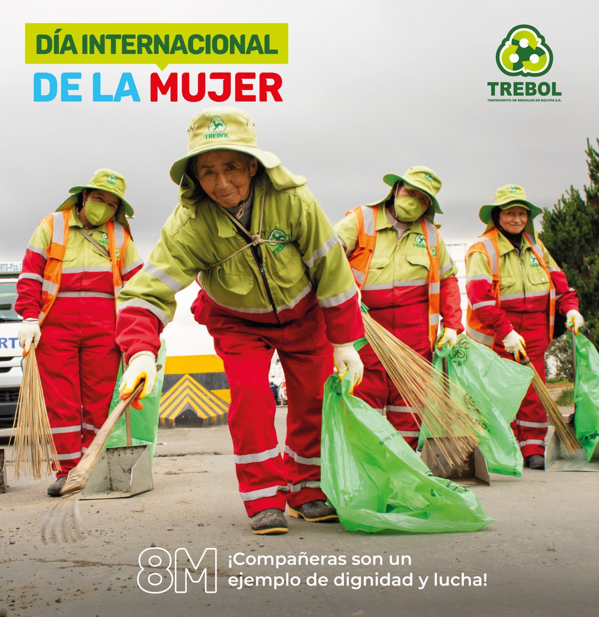 TREBOLBOLIVIA's tweet photo. Reconocemos y agradecemos el esfuerzo, la dedicación y la valentía de todas las mujeres que trabajan día a día por una ciudad más limpia. Su labor transforma nuestro entorno y nos inspira a seguir adelante
#8M #DialnternacionalDeLaMujer #ElAlto #Cuidatuciudad https://t.co/B7DcxTLHMP