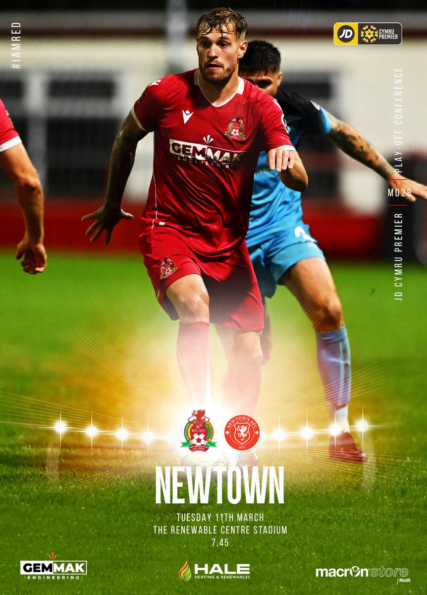 This is it. Briton Ferry Llansawel. Newtown. Under the lights. #JDCymruPremier #RedsUnite #IAmRed