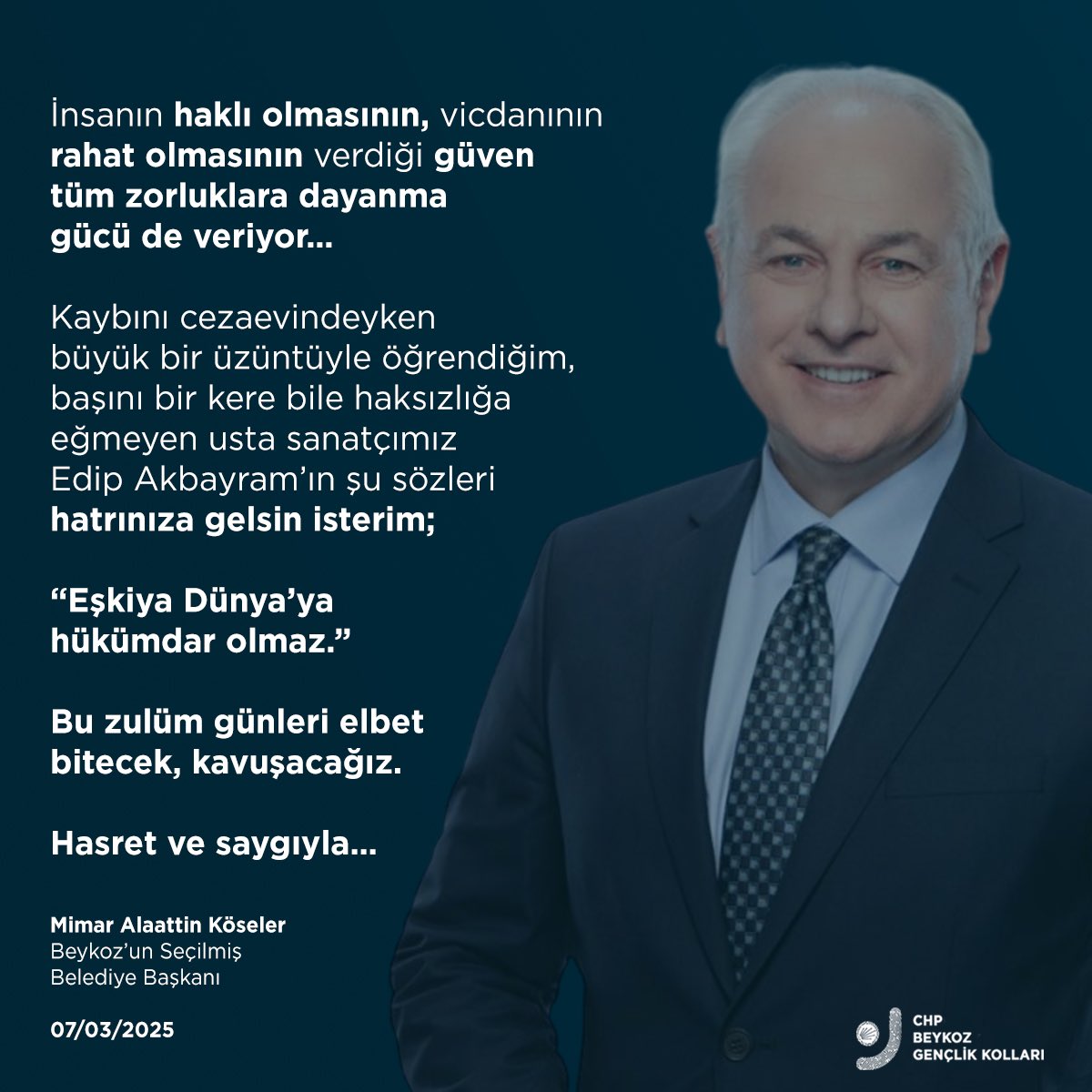 Bu zulüm günleri elbet bitecek, kavuşacağız.