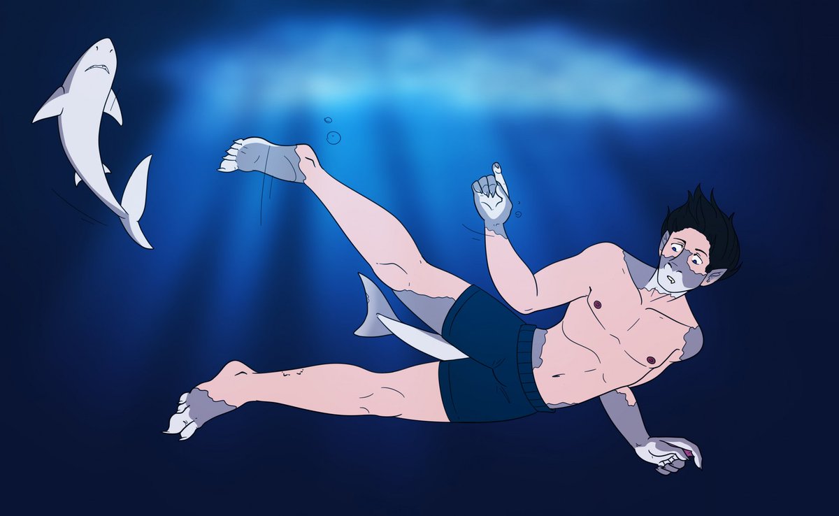 opossanko's tweet photo. Beware of sharks! Even the bite of the smallest leads to unexplored consequences 🦈

#transfur https://t.co/ypch1mLxBe