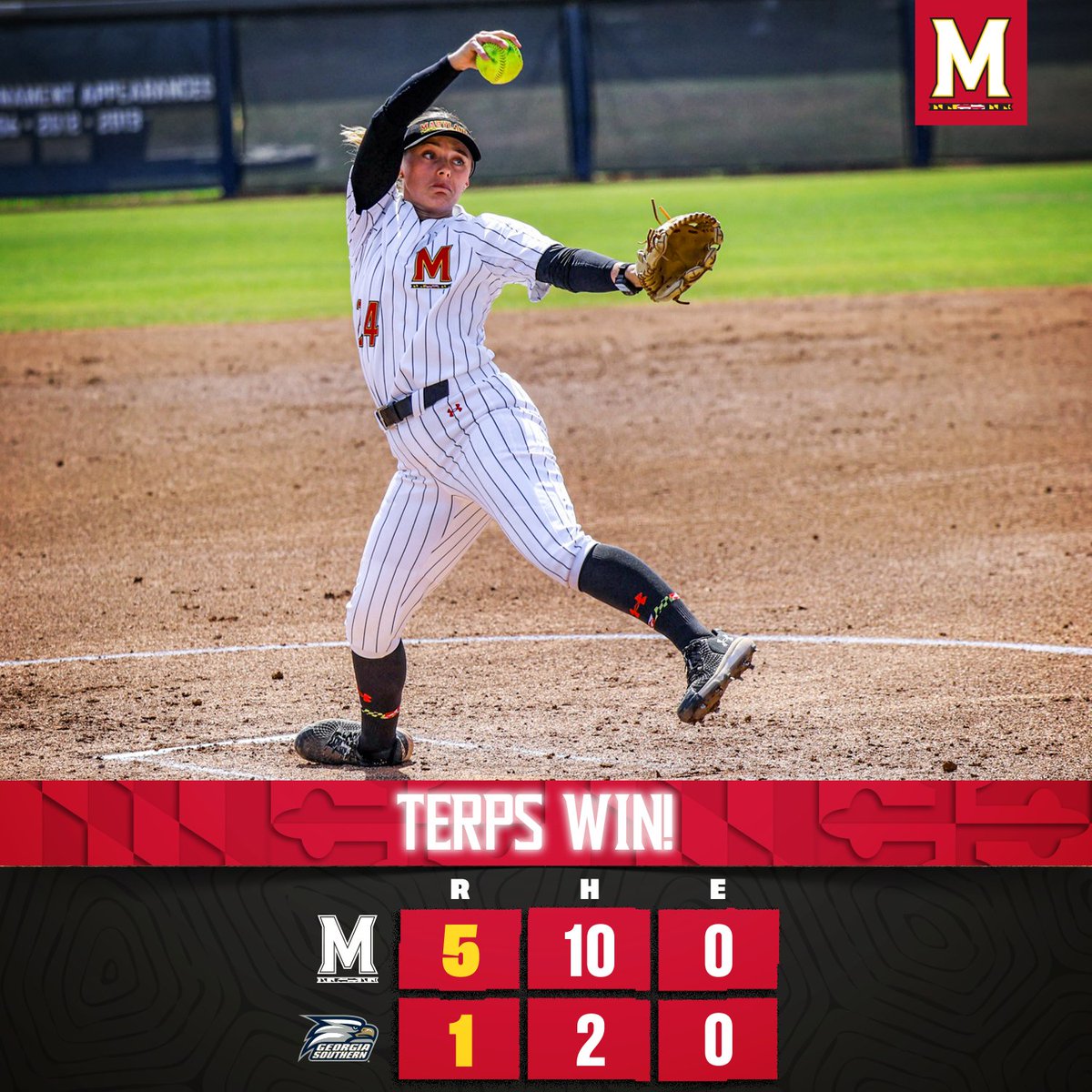 Terps Take Down the Eagles! 

🐢 Bri throws a complete game, allowing just two hits and one run.
🐢 Caitlyn goes 3-for-4 at the plate.
🐢 Matti goes 2-for-3 with the game-tying RBI double.

🔗bit.ly/3DqMQsz