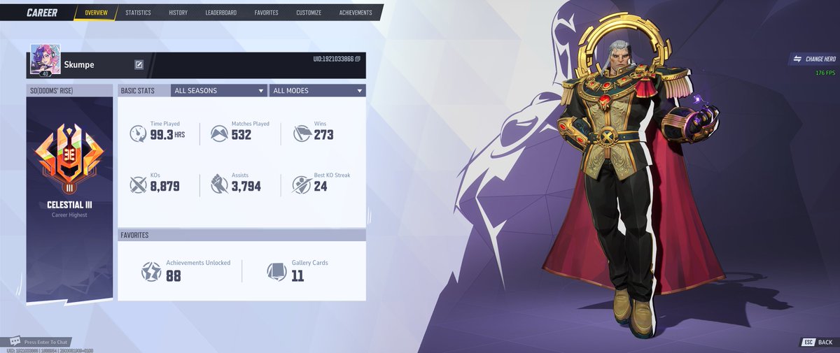 HumpeTV's tweet image. 99.3 hours in Marvel Rivals, and atlast im Celestial.

GM3 was mega hard to get out of, but i just instalocked Magneto and Strange and pushed my way from there.

Game is super fun and i can only recommend people to try it out.