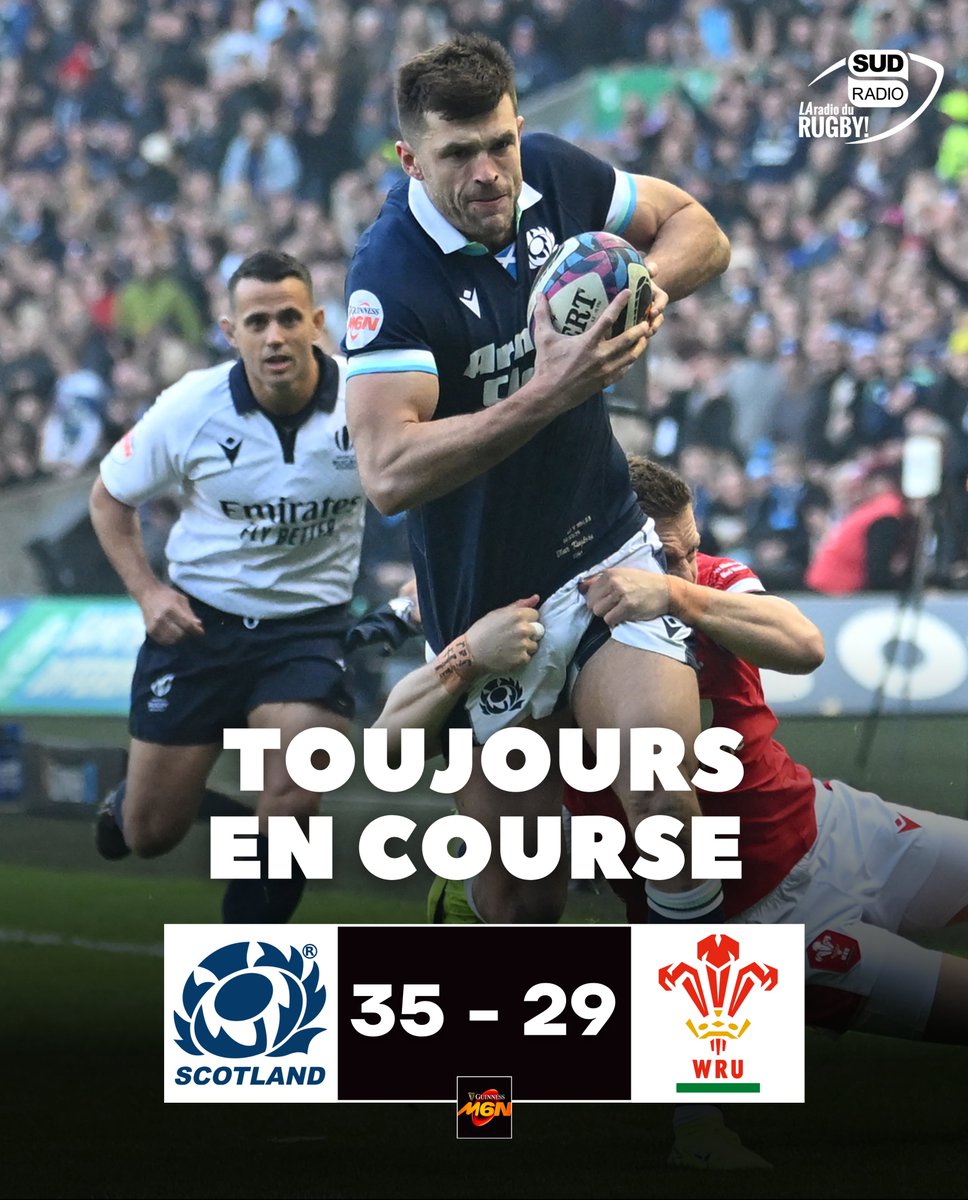 SudRadioRugby's tweet photo. 🏴🏴 L'Écosse domine le Pays de Galles avec un succès bonifié (35-22).
🥇 Le XV du Chardon reste en course pour le titre.
💬 L'Écosse peut-elle créer la surprise ?
📸 AFP
#SCOvWAL #ECOGAL https://t.co/63nUCtxjYp