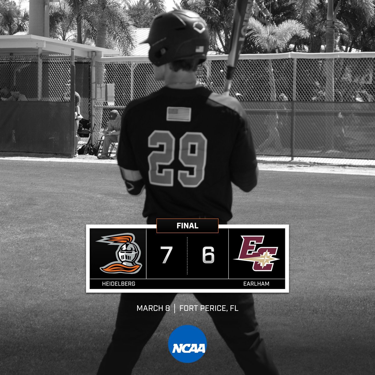 FINAL. Berg ends their trip to Florida with a gritty win in extra innings against Earlham. Back in action Wednesday at Denison.
