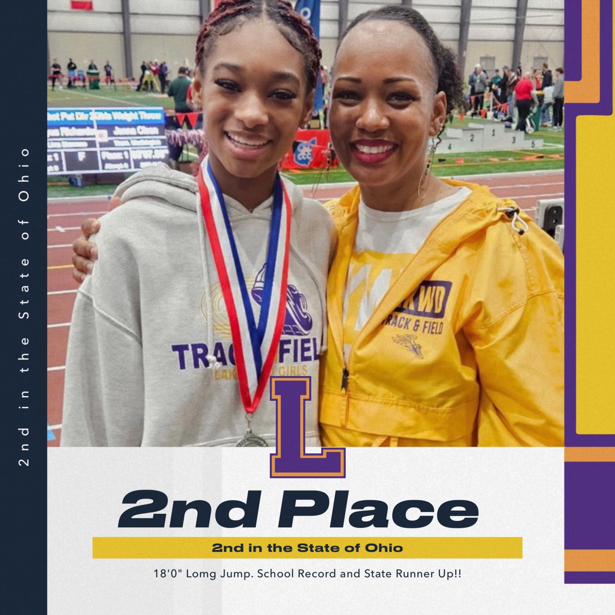 Charieon Doxley with a HUGE PR and 2nd place finish at the Indoor State Championships!!  Up next, the 60m Hurdles!!  Ranger Pride!!!