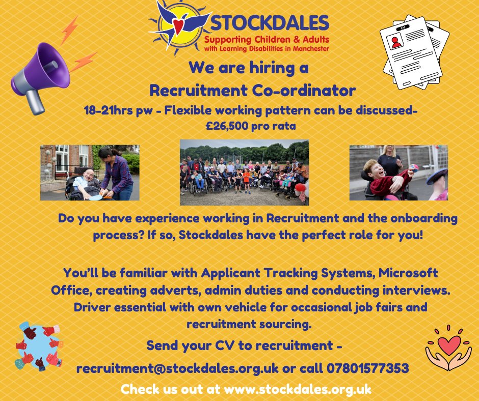 Stockdales are Hiring a part-time Recruitment Co-ordinator, do you have experience with the onboarding process, then this could be the perfect role for you!
#sale #altrincham #timperley #urmston #wythenshawe #trafford #recruitment #part-time #flexibleworking