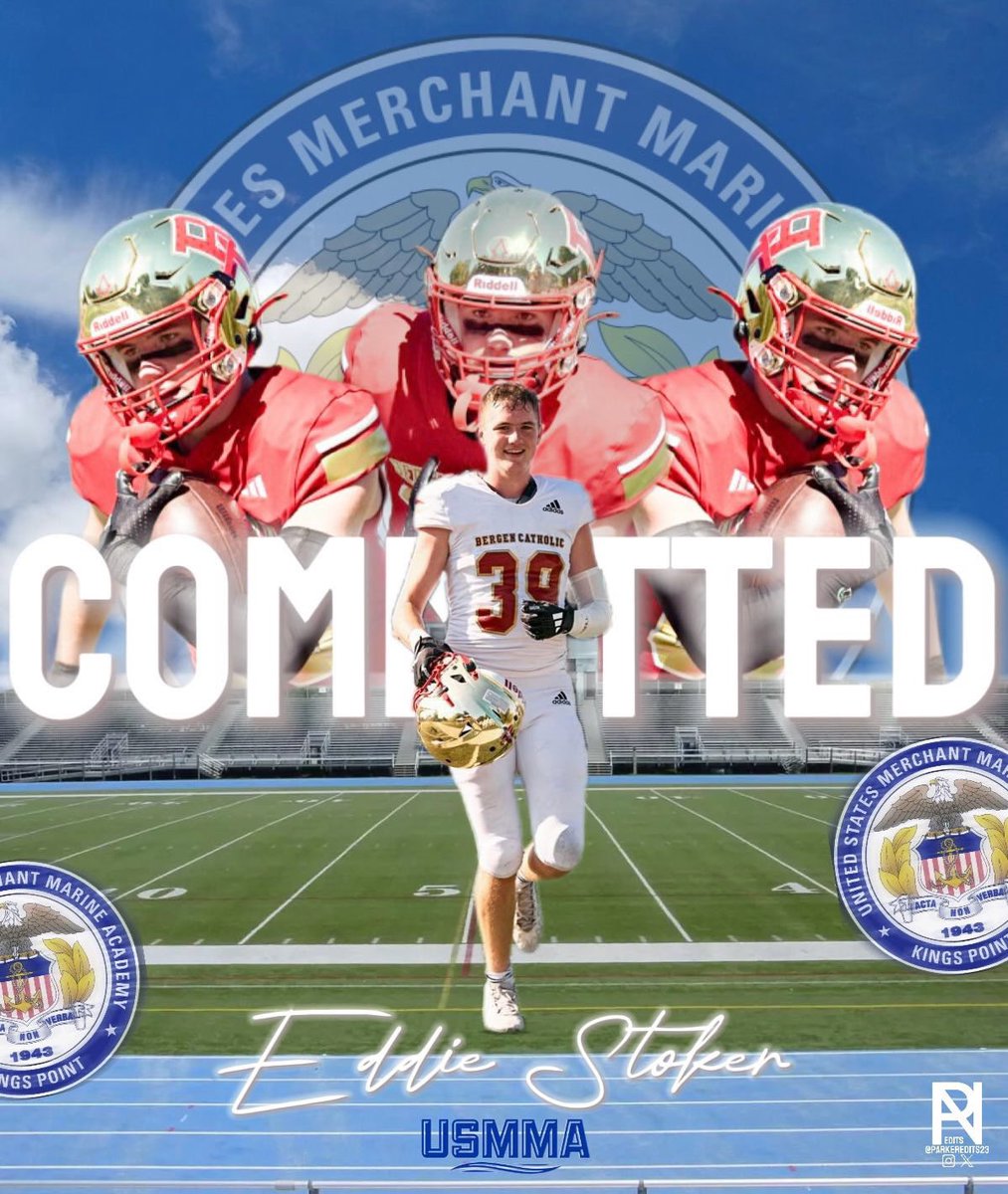 ejstoker5's tweet photo. #AGTG I am blessed and honored to accept an appointment to the United States Merchant Marine Academy where I will play football for @USMMAFootball!! Thank you to my family, my teammates, and my coaches for getting me to this point! #committed #OURACADEMY @CoachCroall @CoachKikel @coachbartelFB @BergenCathFBall @bccoachvito @Coach_Maggz1