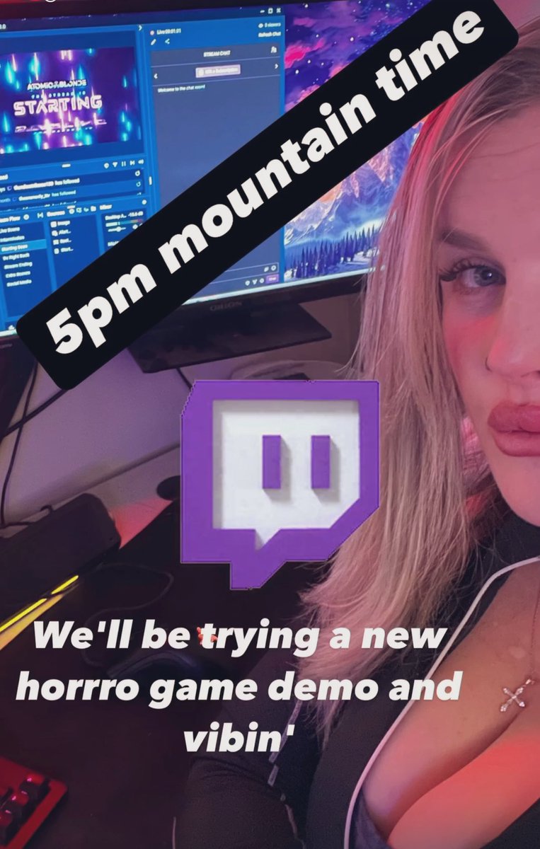 atomicblondettv's tweet photo. Going live at 5pm mountain time! come hangout! https://t.co/xOKTJIIa8h https://t.co/fXkN92mDit