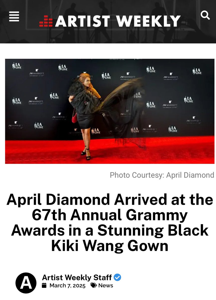 April Diamond (@imaprildiamond) on Twitter photo Thank you @Artistweekly!
Just in time for INTERNATIONAL WOMEN’s DAY! Evolving in fashion is part of an Artist’s journey. At least it is for me. Big thanks to <a href="/kikiwangfashion/">kiki wang fashion</a> !! <a href="/WorldOfWomenCom/">World Of Women</a> #WomensDay #grammydress #AprilDiamond #30daysofapril
artistweekly.com/april-diamond-… Thank you @Artistweekly!
Just in time for INTERNATIONAL WOMEN’s DAY! Evolving in fashion is part of an Artist’s journey. At least it is for me. Big thanks to <a href="/kikiwangfashion/">kiki wang fashion</a> !! <a href="/WorldOfWomenCom/">World Of Women</a> #WomensDay #grammydress #AprilDiamond #30daysofapril
artistweekly.com/april-diamond-…