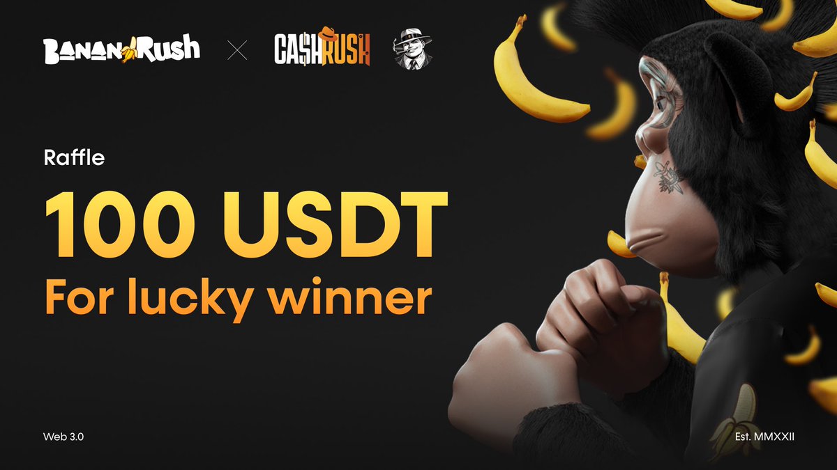 I Iape® (@hapesocial) on Twitter photo 🚨🚨GIVEAWAY ALERT‼️
We're thrilled to announce a partnership between <a href="/bananarush_io/">Banana Rush 🍌</a> and <a href="/CashRush_Game/">Cash Rush</a>
To celebrate, we're hosting a quick giveaway raffle $100 USDT for 1 lucky winner powered by <a href="/CashRush_Game/">Cash Rush</a>
To enter:
📂Follow <a href="/bananarush_io/">Banana Rush 🍌</a>, <a href="/CashRush_Game/">Cash Rush</a>, and 🚨🚨GIVEAWAY ALERT‼️
We're thrilled to announce a partnership between <a href="/bananarush_io/">Banana Rush 🍌</a> and <a href="/CashRush_Game/">Cash Rush</a>
To celebrate, we're hosting a quick giveaway raffle $100 USDT for 1 lucky winner powered by <a href="/CashRush_Game/">Cash Rush</a>
To enter:
📂Follow <a href="/bananarush_io/">Banana Rush 🍌</a>, <a href="/CashRush_Game/">Cash Rush</a>, and