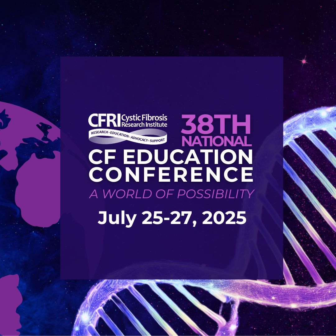 JOIN US @ CFRI’s 38th National CF Education Conference! July 25-27, 2025 @ The Ameswell Hotel, Mountain View, CA. Topics include CF &amp; cancer, mRNA &amp; gene therapy, CF &amp; cardiovascular health, and Much More..

Early-bird pricing ENDS March 31 – don’t wait! l8r.it/yEyd