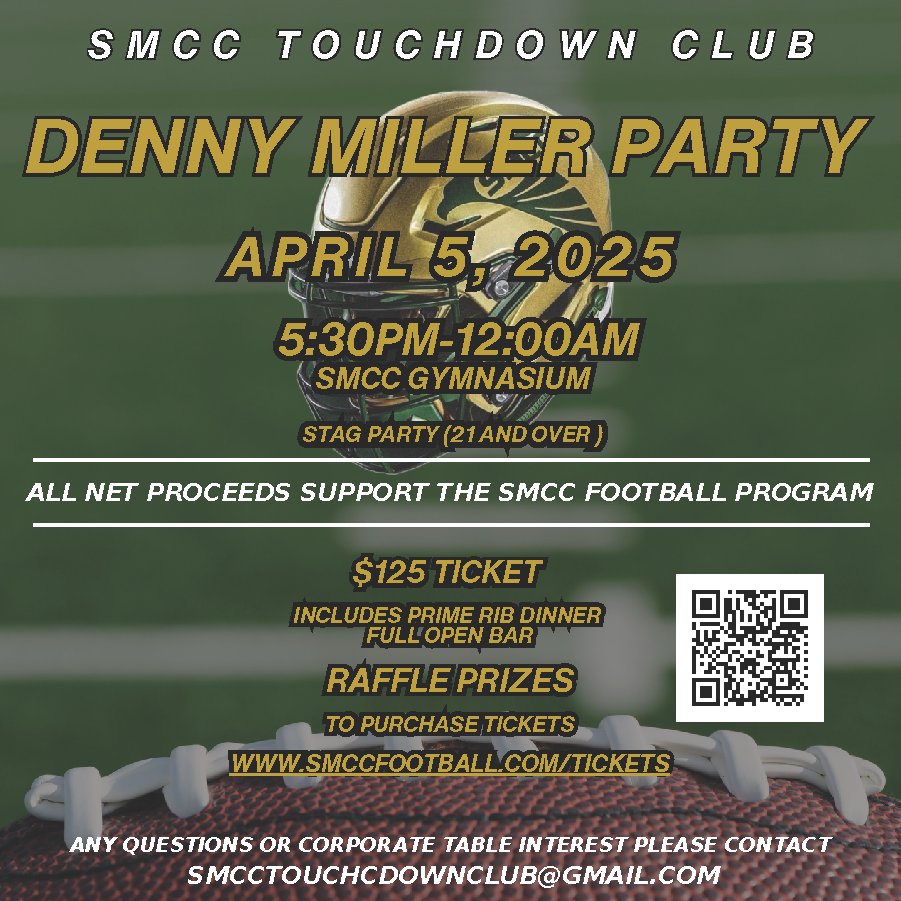 FOUR WEEKS AWAY – ONE OF THE BIGGEST NIGHTS OF THE YEAR!

The 2025 Touchdown Club Denny Miller Party is just four weeks from tonight!  This is one of the most anticipated nights of the year, and tickets sell out year-after-year! Don’t wait – get your tickets now!

• Saturday,