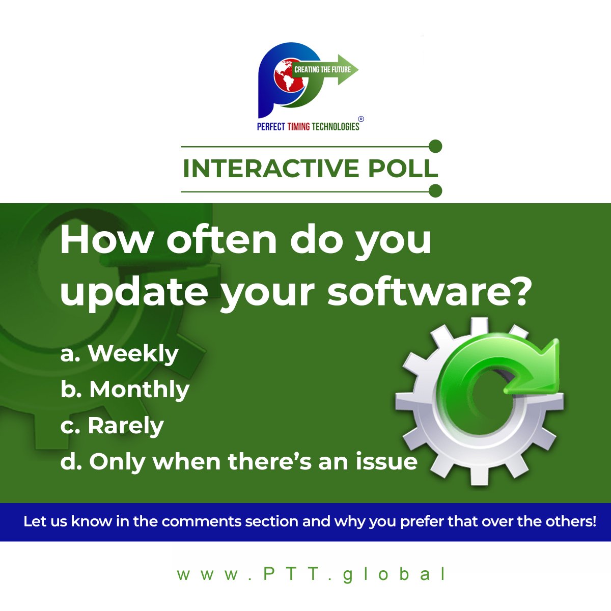 pttglobal's tweet image. Your opinion matters! Cast your vote and join the conversation with #PerfectTimingTechnologies.  

#InteractivePoll #PTT #TechTalk #HaveYourSay #Innovation #FutureTech
