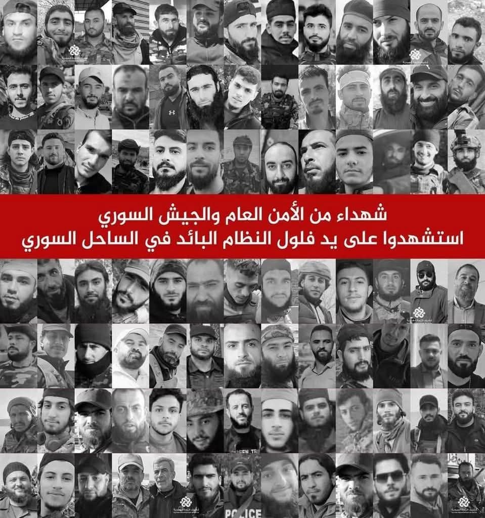 anjileh_bashar's tweet photo. "After more than 300 Syrian police officers were killed in a military attack by Assad loyalists-backed by Iran and Russia—who targeted hospitals, homes,  Syrian security forces managed to restore control and safety, allowing civilians to return to their homes."
#Syria https://t.co/n1rs2YTpUM