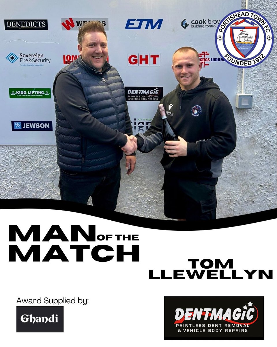 Today’s man of the match - chosen by match sponsor <a href="/Dent_Magic/">Dentmagic</a> - was <a href="/TomLlewellyn24/">Tom Llewellyn</a> ⭐️ Well done Tom 👏

Thank you to Ghandi Indian Restaurant &amp; Takeaway for providing the prize 🍾

#MOTM