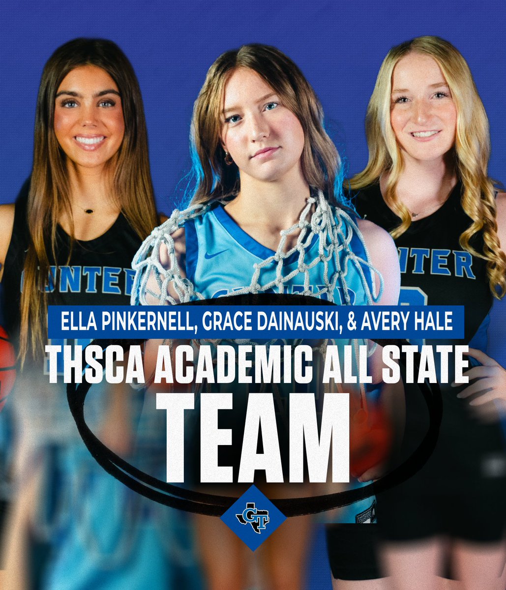 Congratulations to seniors Ella Pinkernell, Grace Dainauski, and Avery Hale for being selected to the THSCA Academic All State Team!