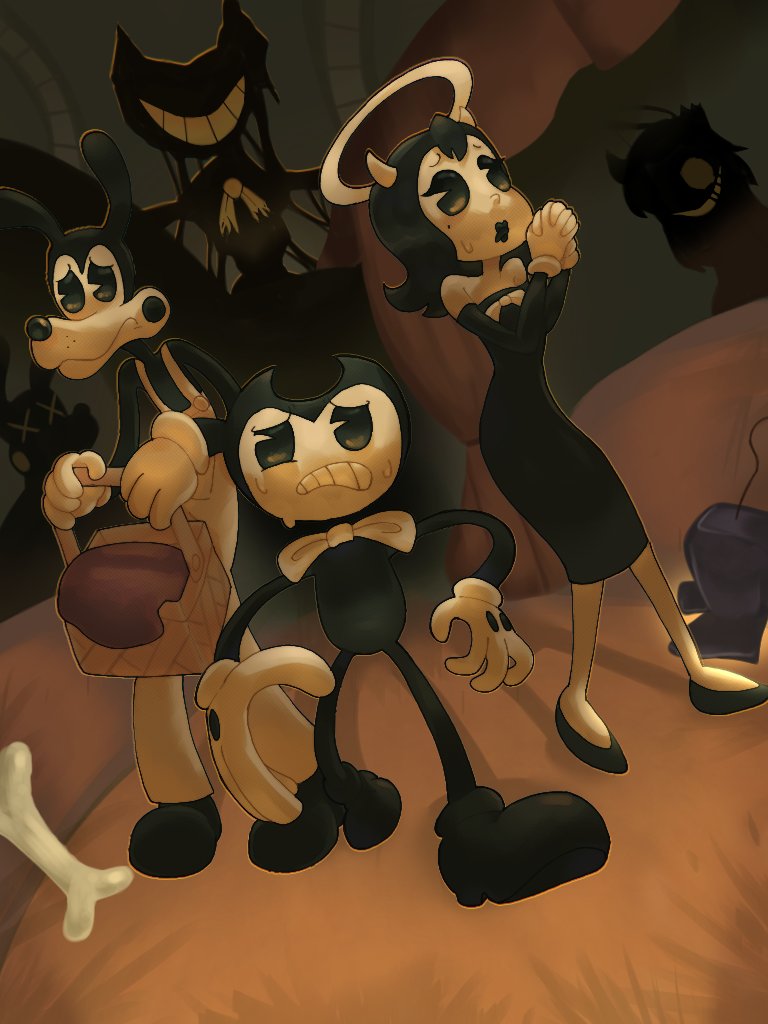 TenkuuTheMenkuu's tweet image. It's been a while since i've drawn something related to bendy, so I finally decided to draw the trio馃檹
#BENDY #BATIM