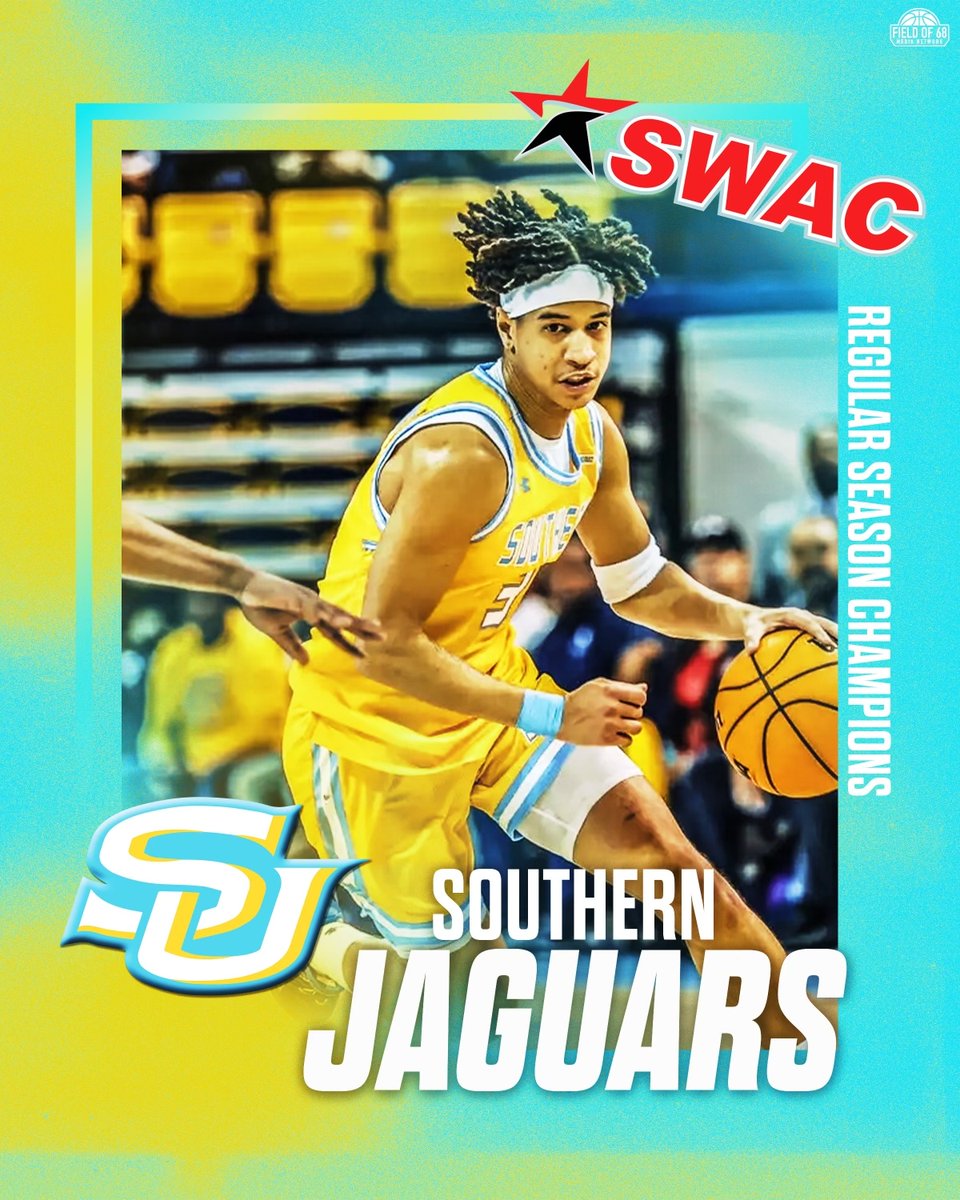 The Field of 68 (@thefieldof68) on Twitter photo SOUTHERN WINS <a href="/theswac/">Southwestern Athletic Conference</a> REGULAR SEASON TITLE OUTRIGHT! ๐๐
The first title since 2016 for <a href="/JaguarHoops/">Southern Men's Basketball</a>! ๐ฅ SOUTHERN WINS <a href="/theswac/">Southwestern Athletic Conference</a> REGULAR SEASON TITLE OUTRIGHT! ๐๐
The first title since 2016 for <a href="/JaguarHoops/">Southern Men's Basketball</a>! ๐ฅ