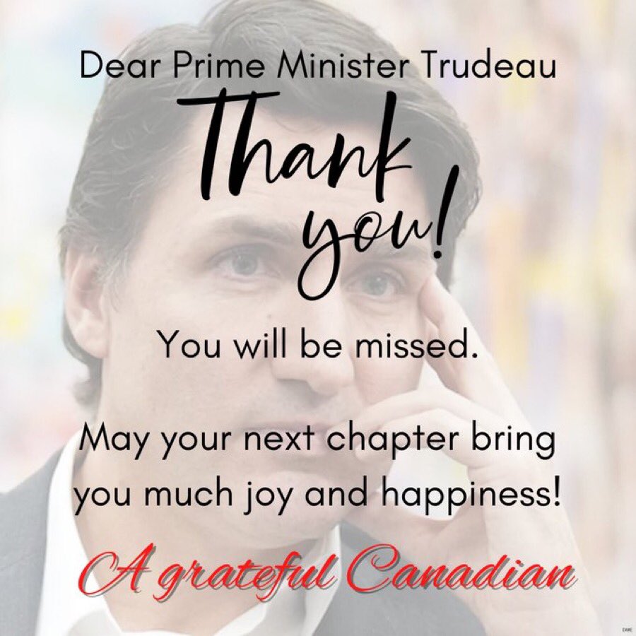 THANK YOU PM TRUDEAU!
You’re dedication during your tenure showed your love for Canada🇨🇦 and Canadians, you had our backs, you governed through a pandemic, two Trump presidencies, and a worldwide downturn of economies! 
Even during the last hours you are working! 
THANK YOU PM T