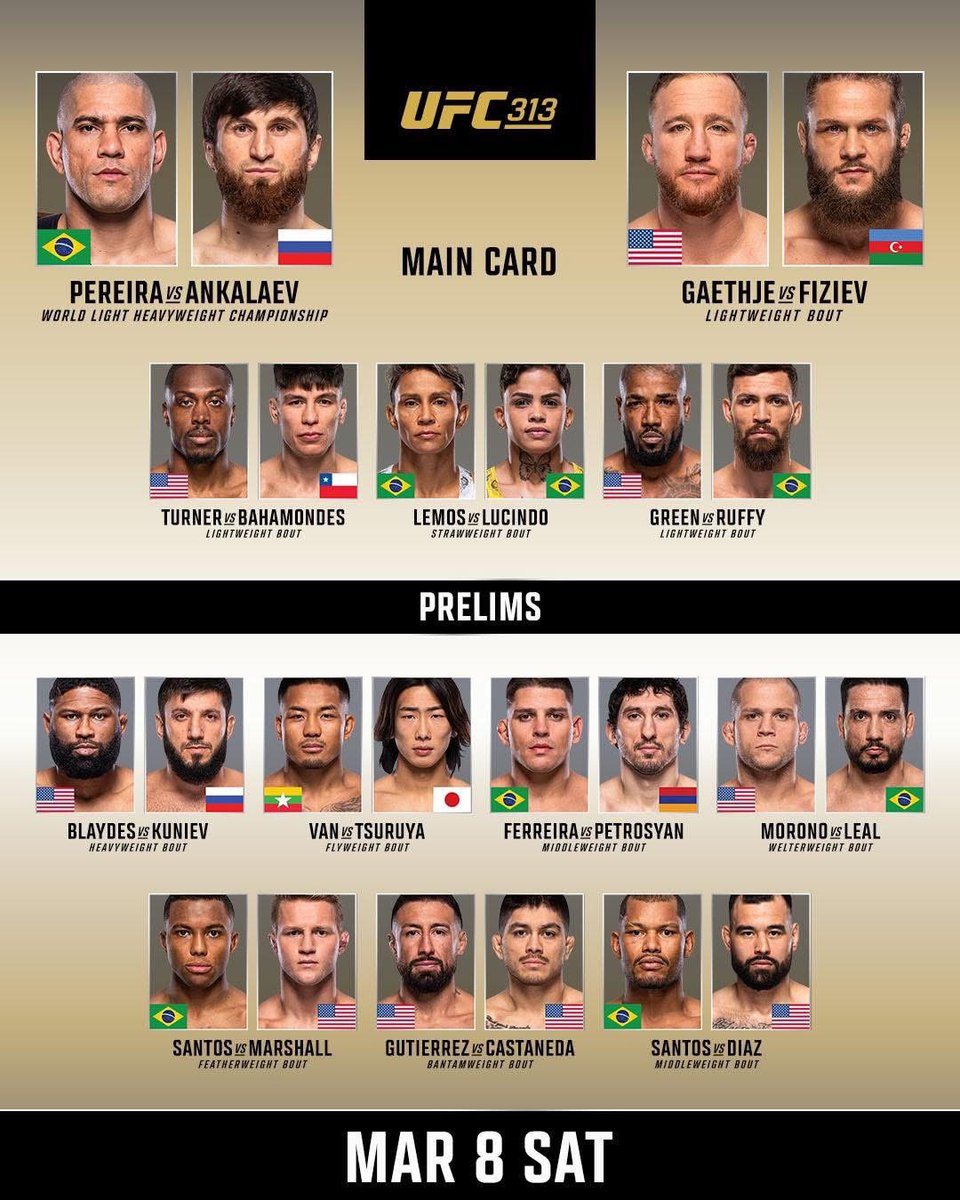 FightTalkScot's tweet image. 2 fights dropped off the card tonight (Blaydes and Castaneda) but still some bangers #UFC313
