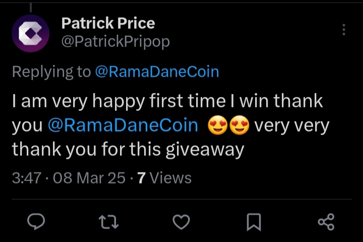 RamaDaneCoin's tweet photo. 🎉Winner Confirmed!🚀🌙

We’ve reached out to the $75 SOL #Giveaway winner! 💎✨

Thank you all for participating—more surprises coming soon! Stay tuned! 🔥🚀

#RamaDaneCoin #Solana #CryptoGiveaway #Web3 #1000x #BullRun #CryptoCommunity https://t.co/0VXCGVWO0Y