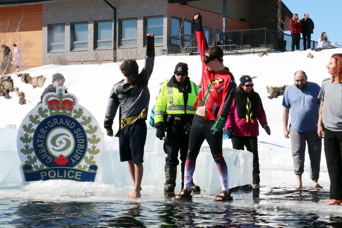 SudburyPolice's tweet image. What an incredible day at the 2025 Sudbury Polar Plunge! Thank you to every plunger who braved the freezing waters of Ramsey Lake for this meaningful cause. You are all champions!🏅A heartfelt thanks to all sponsors, volunteers and attendees for your support. #FreezinForAReason