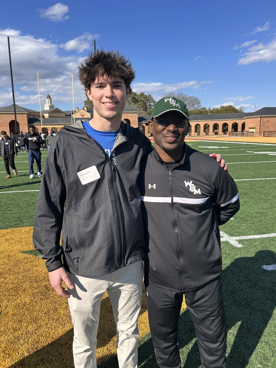CullenBurch26's tweet image. Fun day today at W&M junior day with some @DRWildcatFB teammates! Great to see the energy The Tribe brings to spring game and practice! Look forward to getting back on campus. Thanks @CoachMikeLondon @CoachOctober @supe_jones @DillonBryant_ @WMTribeFootball