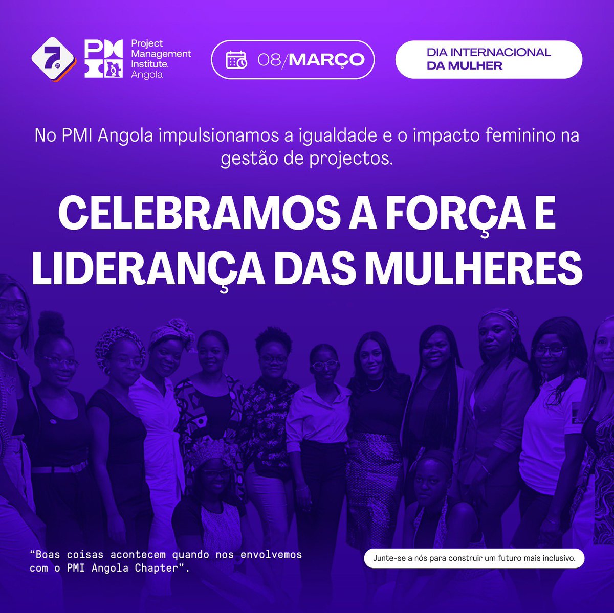 Happy International Women's Day! A special recognition to all women project managers, who lead with competence, innovation and determination. May your work continue to inspire.

#pmiangolachapter #womensday #projectmanagers #IWD