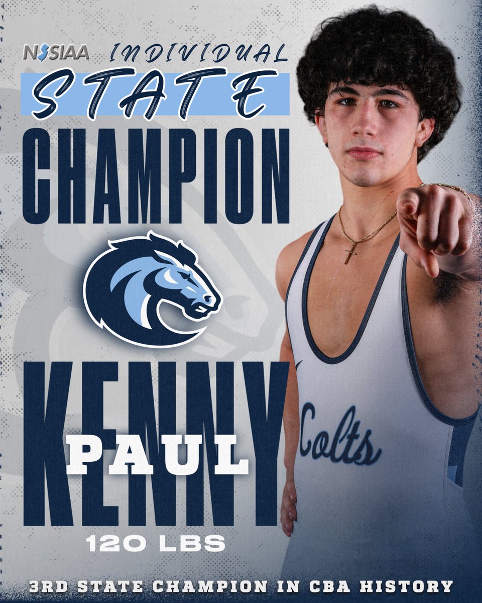 PAUL KENNY 🤝 STATE CHAMPION‼️

The sophomore wins a tightly-contested 120-pound championship, 1-0, to become just the third CBA Colt to win an individual state title! 

Congratulations to Paul on this unbelievable feat!
#MenForBrotherhood