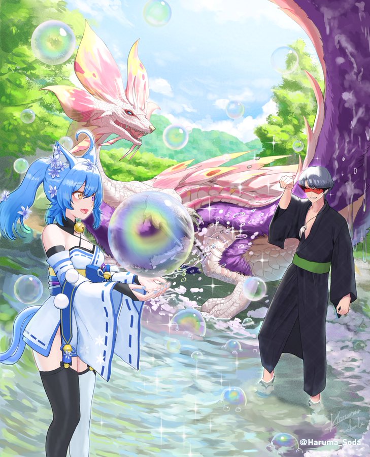 MrSatanSanVT's tweet image. We've finished all the optional quests.
The blue rat &amp;amp; the fishing was... a experience xD

Next time we'll tinker with SnS builds.💙

And thanks for hanging out with us!
We gave the love to @nyacinths dominating monsters with GS in #MHWilds

🎨 by @Haruma_Soda (thank you, Monica)