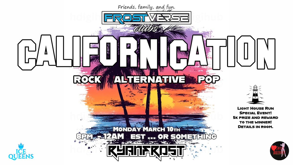 Likes and Shares always appreciated ❤️

Happy Saturday! Californication will return this Monday the 10th at 8PM EST, but with an experimental event. I’ve created a new mini game I’m calling the Californication Lighthouse Run. This will be an obstacle course that stretches from
