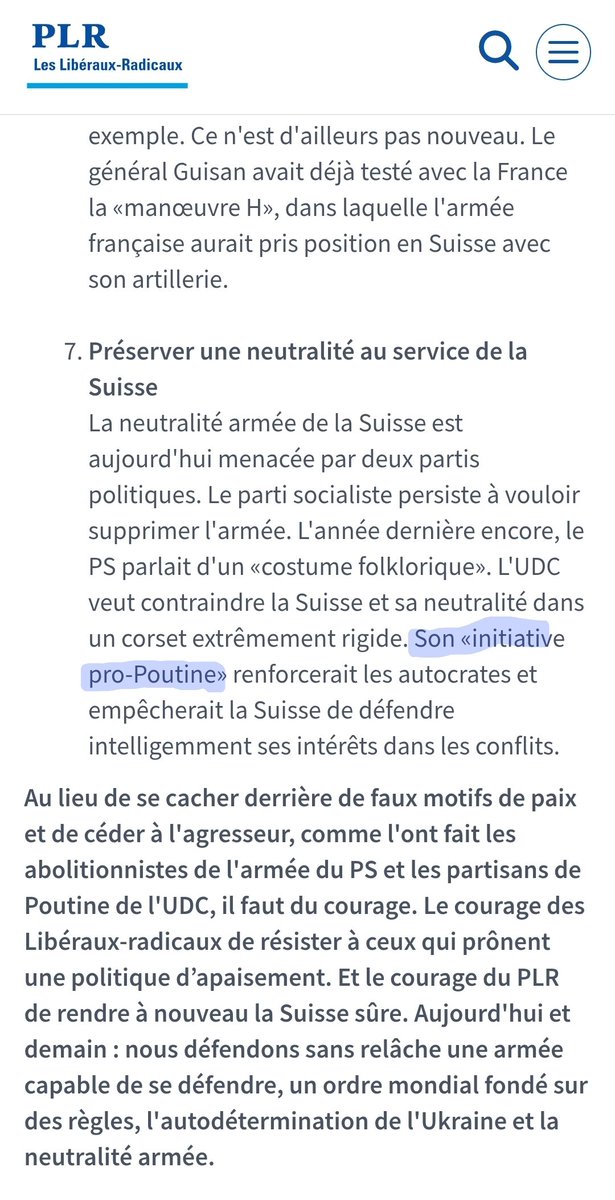 NicolasKolly's tweet photo. Selon le @PLR_Suisse, "initiative pro-poutine" VS la réalité de l'initiative sur la neutralité: "la Suisse est neutre". Bien sûr cela déplaît au @PLR_Suisse qui veut moins de Suisse et + d'Europe! https://t.co/gc4itcv9hx
