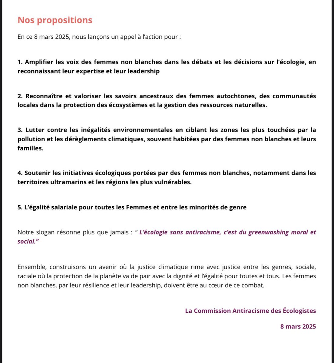 Notre Déclaration #8mars