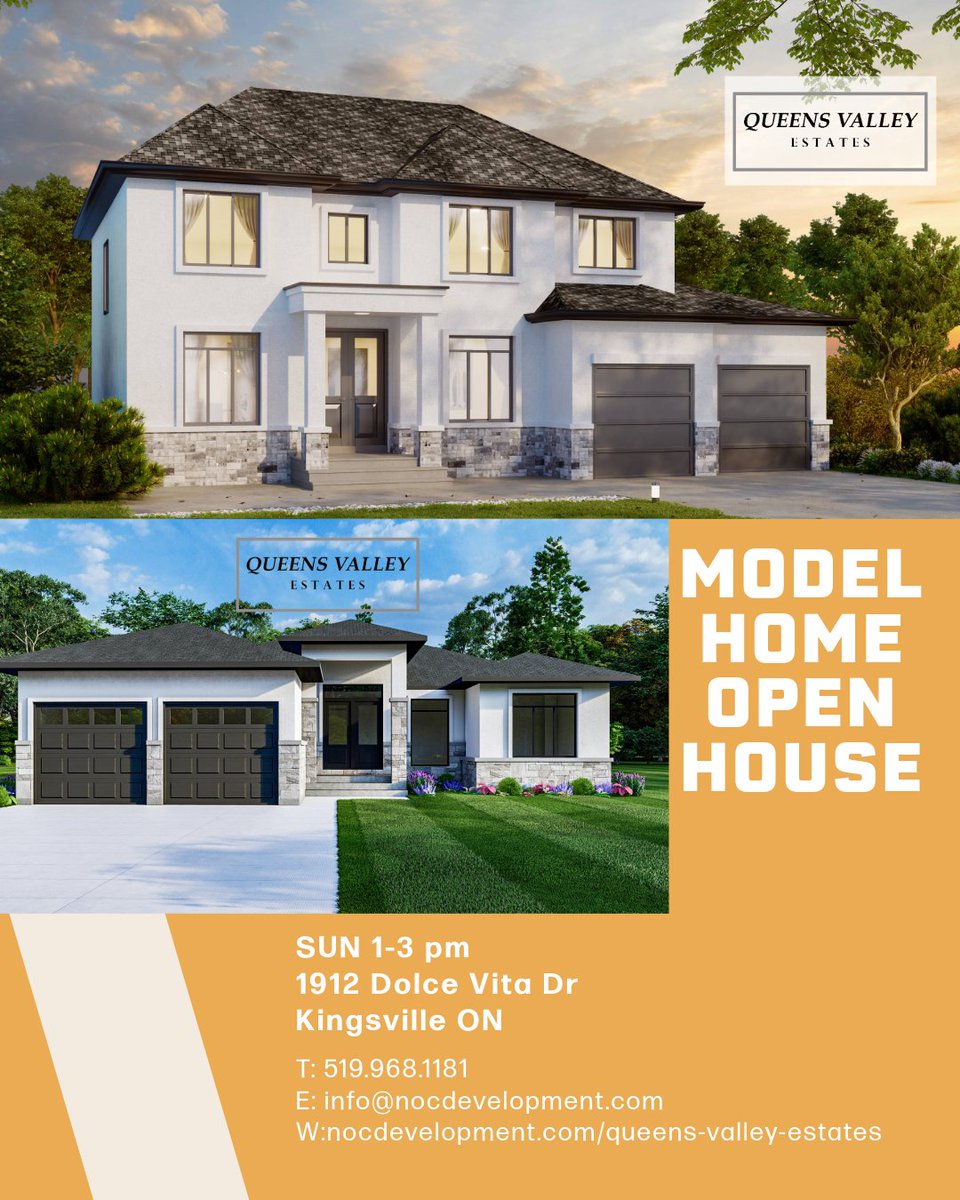 NOCDevelopment's tweet image. 📅 Join us this Sunday from 1–3 PM for an exclusive Open House! Walk through our Brooklyn Model Home and see the Victoria Model under construction. Your dream home is waiting—come see it for yourself!

#preconstruction #newhomes #kingsville #windsor #retirement #bungalow #ranch