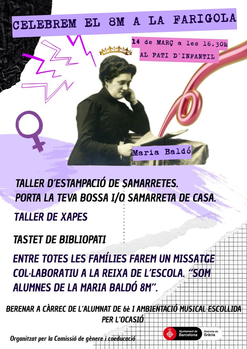 Per una educació feminista ara i sempre. L’escola Farigola farà una trobada el pròxim divendres a la tarda! Us hi esperem! <a href="/lafarigoladeval/">La Farigola de Vallcarca</a>