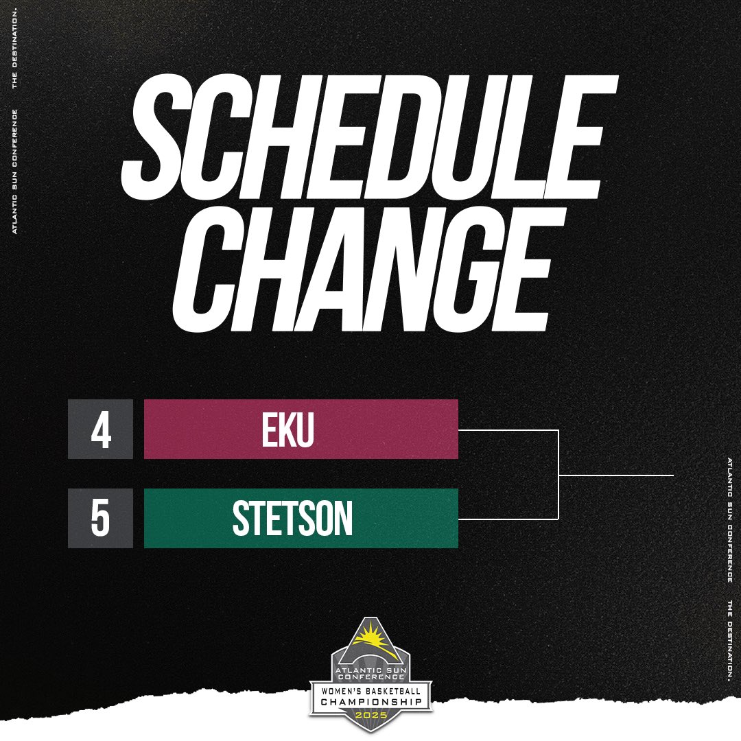 Atlantic Sun Conference (@asunsports) on Twitter photo Todayβs <a href="/EKUWBB/">EKU Women's Basketball</a> vs. <a href="/StetsonWBB/">StetsonWBB</a> game is officially set for 9 PM π¨
#ASUNWBB Todayβs <a href="/EKUWBB/">EKU Women's Basketball</a> vs. <a href="/StetsonWBB/">StetsonWBB</a> game is officially set for 9 PM π¨
#ASUNWBB