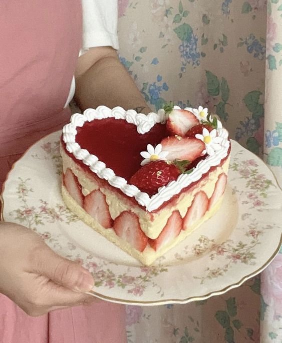 strawberry heart cake