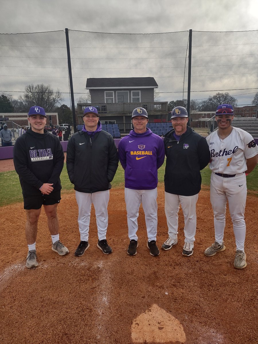 Walker Ward is joined by coaches and battery mate Ivan Vega after firing no hitter