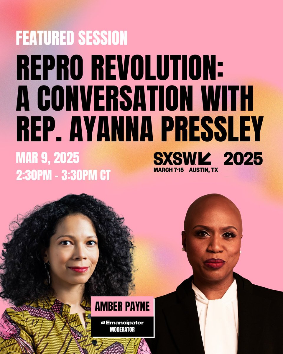 amber payne (@amberwaves) on Twitter photo Don't miss this critical conversation on reproductive freedom tomorrow w/ Rep. <a href="/AyannaPressley/">Ayanna Pressley</a> @ #SXSW 2:30pmCT. If you can't make it in person, you can watch the livestream right here: youtube.com/watch?v=j1Da-r… Don't miss this critical conversation on reproductive freedom tomorrow w/ Rep. <a href="/AyannaPressley/">Ayanna Pressley</a> @ #SXSW 2:30pmCT. If you can't make it in person, you can watch the livestream right here: youtube.com/watch?v=j1Da-r…