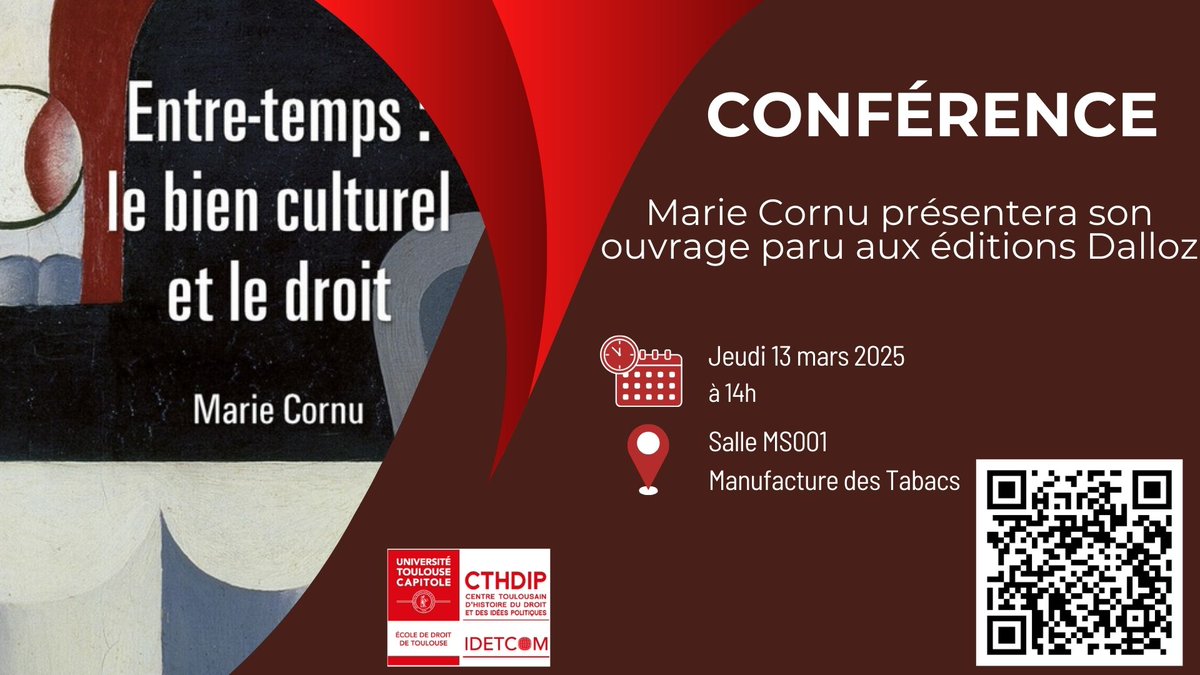 IDETCOM (@idetcom) on Twitter photo L'IDETCOM et le CTHDIP, départements de recherche de l'<a href="/EcoleDroitTlse/">École de droit de Toulouse</a> <a href="/UTCapitole/">Université Toulouse Capitole</a> sont heureux de recevoir Marie Cornu, Directrice de recherches au CNRS, Jeudi 13 mars à 14h pour échanger autour de son dernier ouvrage. L'IDETCOM et le CTHDIP, départements de recherche de l'<a href="/EcoleDroitTlse/">École de droit de Toulouse</a> <a href="/UTCapitole/">Université Toulouse Capitole</a> sont heureux de recevoir Marie Cornu, Directrice de recherches au CNRS, Jeudi 13 mars à 14h pour échanger autour de son dernier ouvrage.