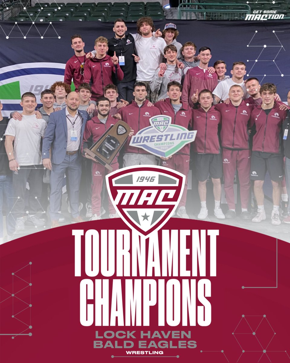 MACSports's tweet image. The Lock Haven Bald Eagles are the 2025 MAC Wrestling Champions! 🏆🤼

This is their third title in 4 years!

@LockHavenWrstl | #MACtion