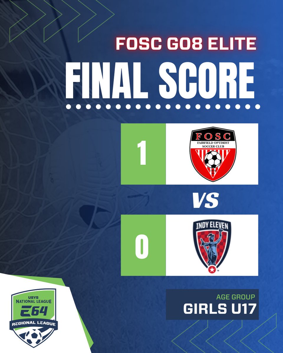 Traveled to Grand Park in Indiana today and heading home with a 1-0 win in <a href="/NationalLeague/">National League</a> #E64RL play. Goal by Madisyn Verhoff, clean sheet by Sophia Ravenscraft.

We’re back in action at the Fairfield HS soccer stadium on Sunday 3/9 at 2pm. #FOSCG08Elite
