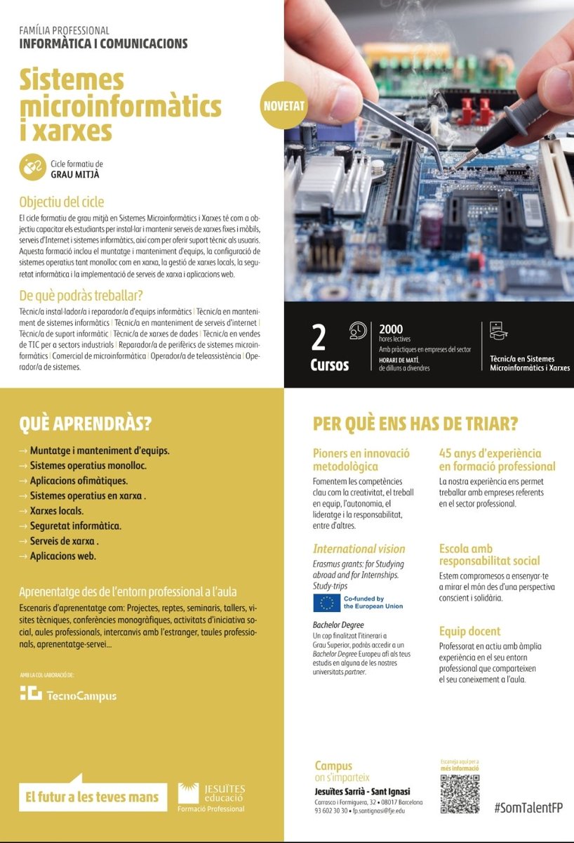 Jordi__Olle's tweet image. Interessat en #fp pel proper curs?. 

Assisteix a les nostres #sessionsinformatives i #portesobertes 

÷info:
sites.google.com/view/jesutes-s…

@jesuitesFP #JESarria #Somtalentfp #onestudiarfp